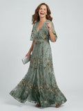 CARMEN | VESTIDO LARGO CON BORDADOS FLORALES