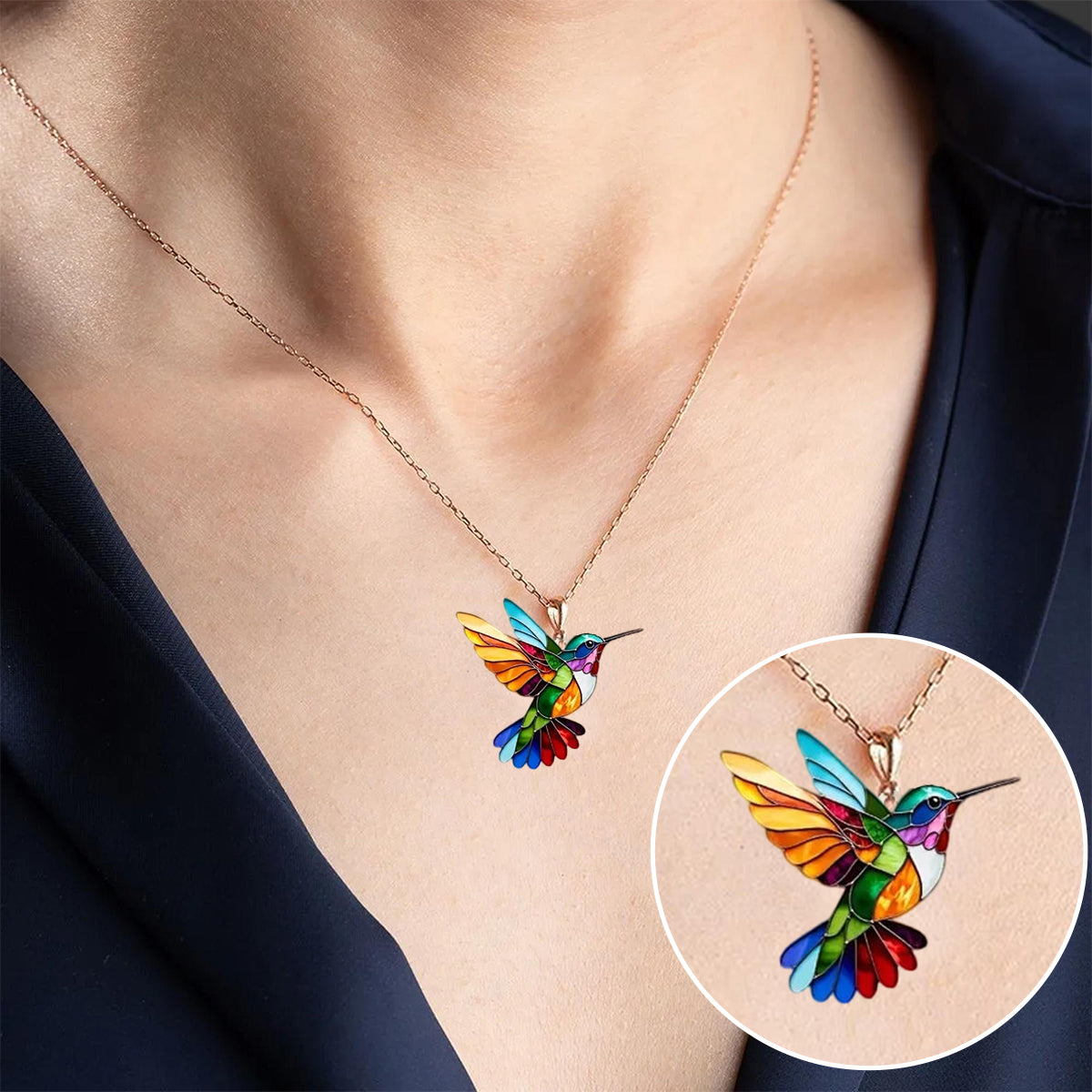 (GRATIS) Pendientes + Collar colibrí