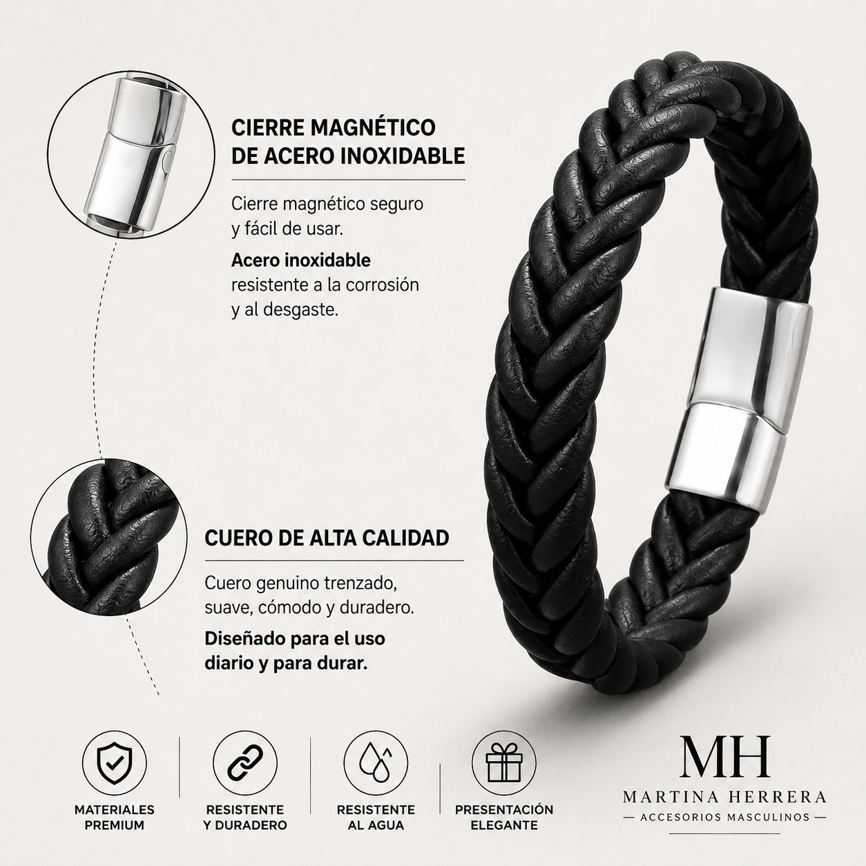 Pulsera Atlas™ | Cuero Trenzado & Acero