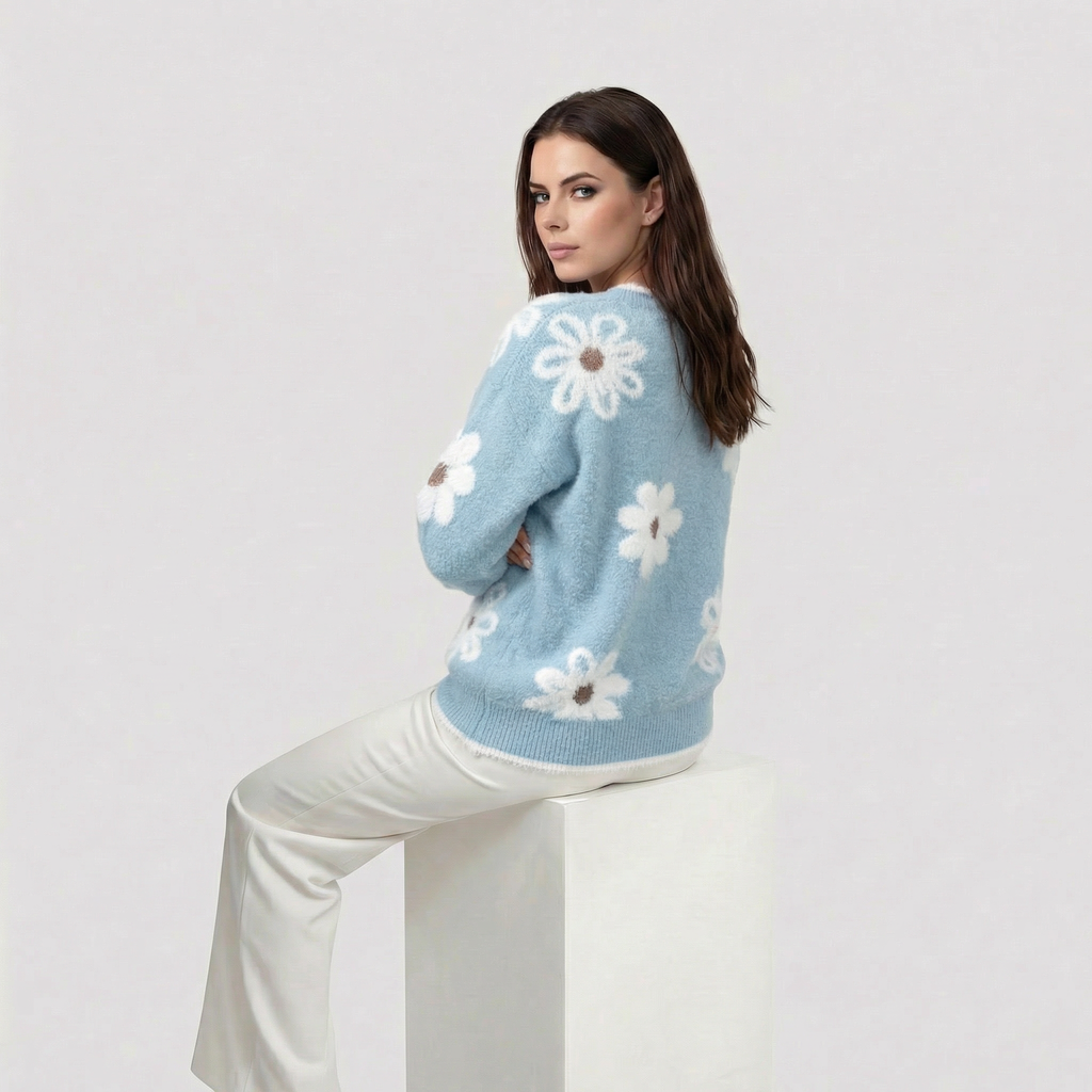 Thea | Sweater Floral Blanco