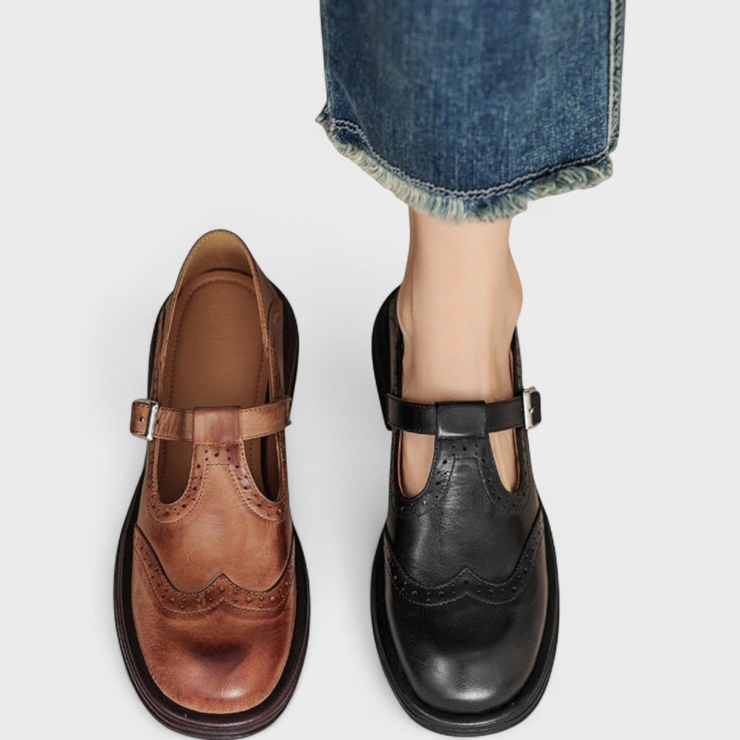 ELISA™  | Elegancia y comodidad. Tacón de cuero.
